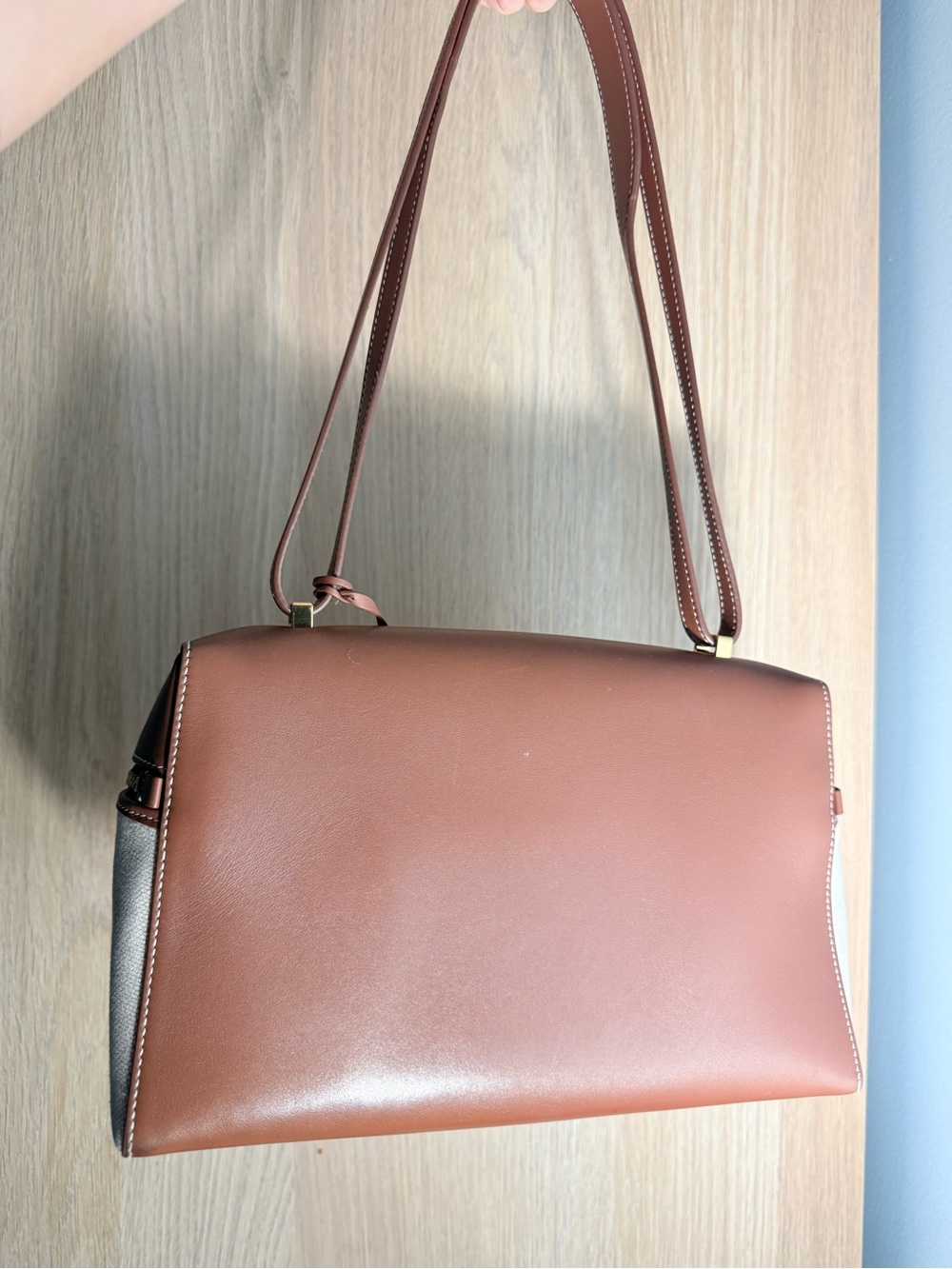 Loro Piana Extra Bag L27 in Natural Canvas and Saddle Leather - Picture 2 of 3